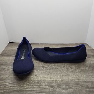 Rothys Womens Flat Ballet Shoe Size 9.5 Blue Round Toe Knit Travel Slip On